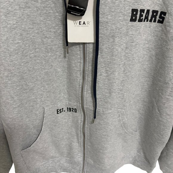 Chicago Bears Full Zip Hooded Sweatshirt Jacket Wome Size XXL Gray Blue - Picture 4 of 7